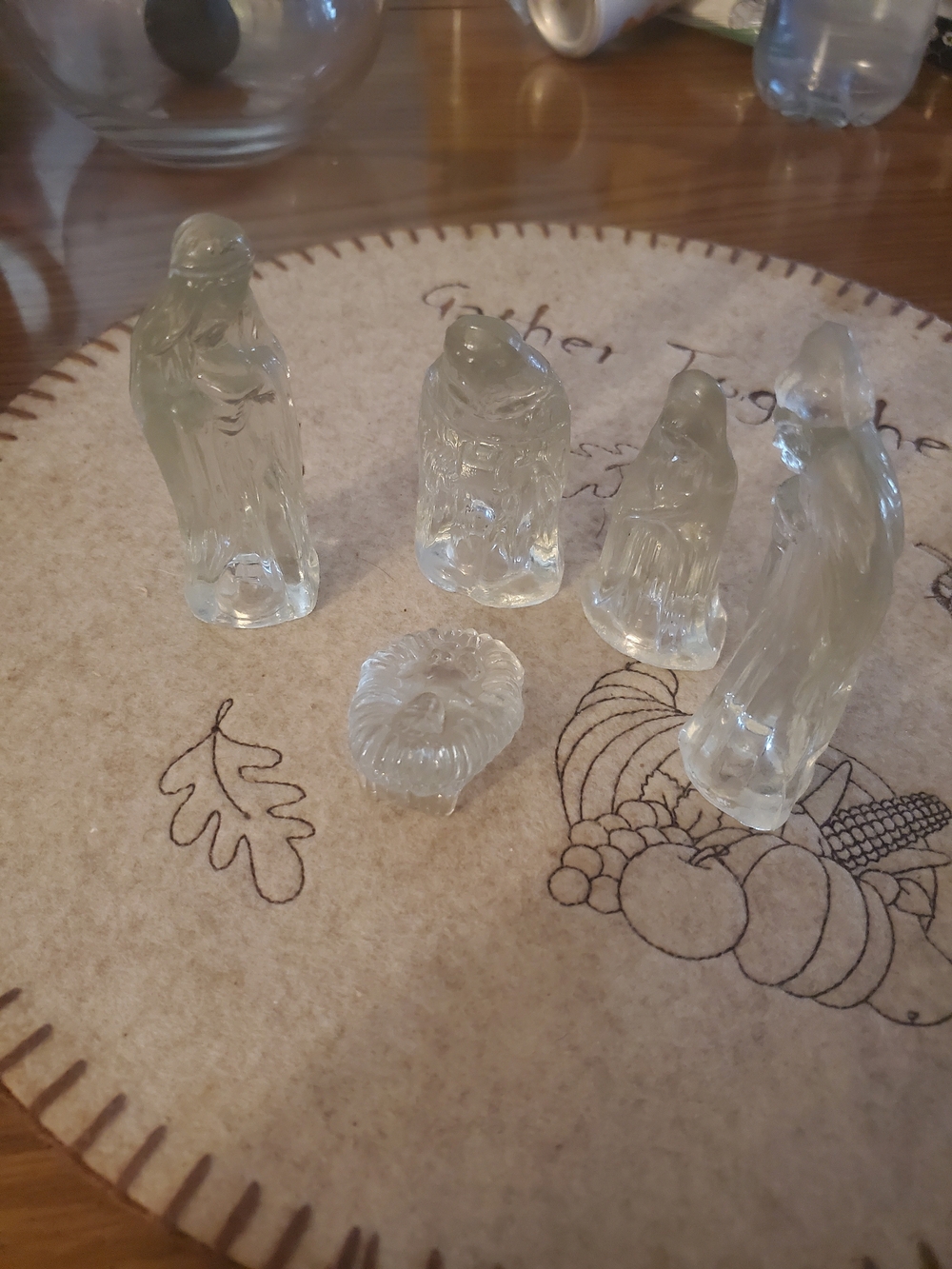 Clear Glass Nativity Figurine Set - Decorative Home Accent